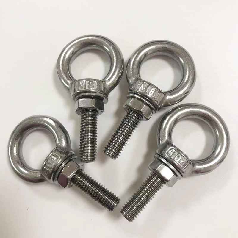 BLUELEC [304] M8 Stainless Steel Eye Bolts 1.2" Shoulder Eye Bolt 4Pcs, Thread Length: 30mm - Image 3